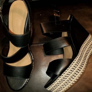 Black wedge sandal size 10